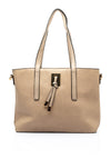 Zen Collection Pebbled Faux Leather Medium Tote Bag, Beige