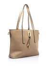 Zen Collection Pebbled Faux Leather Medium Tote Bag, Beige