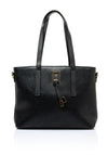 Zen Collection Pebbled Faux Leather Medium Tote Bag, Black