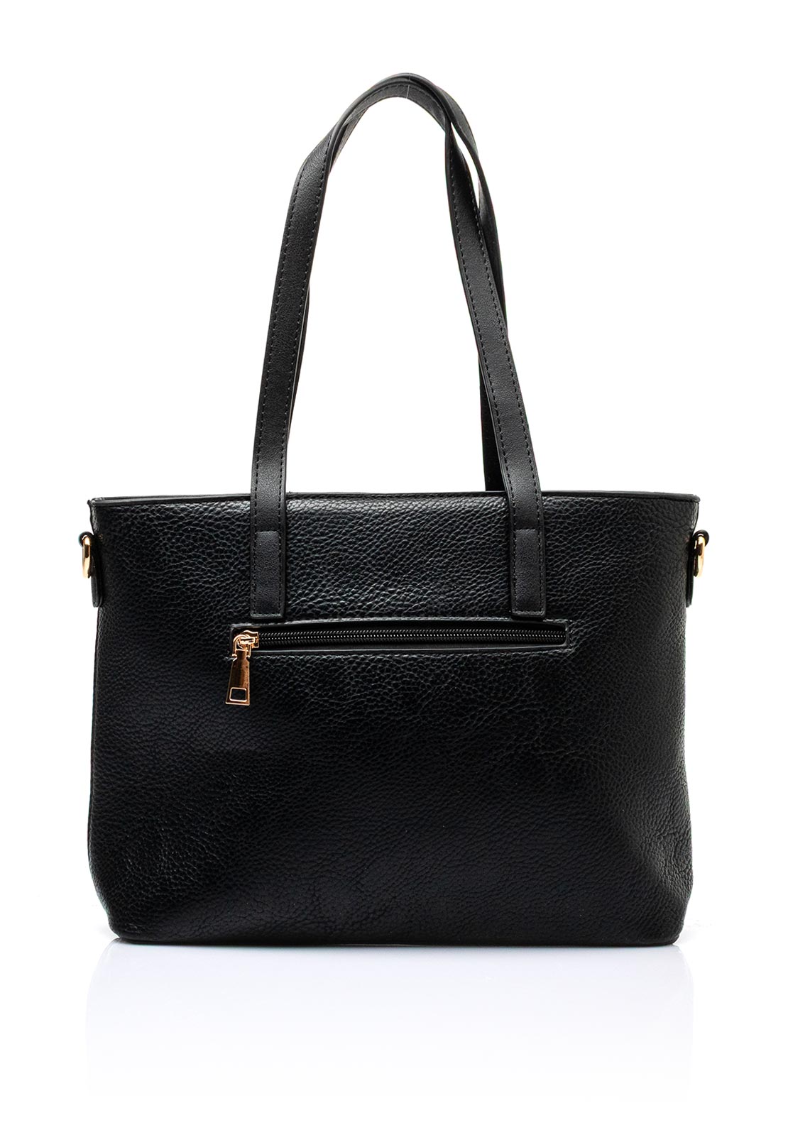 Zen Collection Pebbled Faux Leather Medium Tote Bag, Black