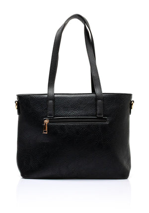 Zen Collection Pebbled Faux Leather Medium Tote Bag, Black