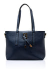 Zen Collection Pebbled Faux Leather Medium Tote Bag, Navy