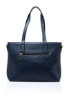 Zen Collection Pebbled Faux Leather Medium Tote Bag, Navy