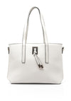 Zen Collection Pebbled Faux Leather Medium Tote Bag, White