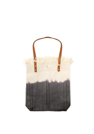 Zen Collection Dip Dyed Frill Trim Medium Tote, Black