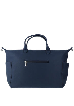 Zen Collection Pebbled Faux Leather Large Weekend Bag, Navy Blue