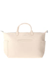 Zen Collection Pebbled Faux Leather Large Weekend Bag, Off White