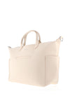 Zen Collection Pebbled Faux Leather Large Weekend Bag, Off White