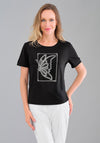 Tricotto Butterfly Rhinestone Detail T-Shirt, Black
