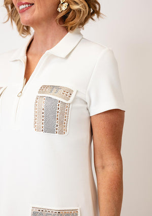 Tricotto Sequin Pocket Mini Dress, Off White