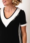 Tricotto V Neck Maxi Dress, Black & White