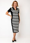 Tricotto Stripe Polo Midi Dress, Black & White