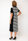 Tricotto Stripe Polo Midi Dress, Black & White