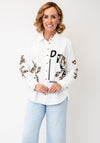 Tricotto Button-Down Animal Print Detail Shirt, White Multi