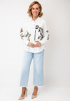 Tricotto Button-Down Animal Print Detail Shirt, White Multi