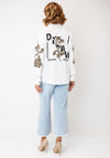 Tricotto Button-Down Animal Print Detail Shirt, White Multi