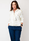 Tricotto Zip Up with Gold Detail Jacket, White Multi