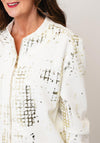 Tricotto Zip Up with Gold Detail Jacket, White Multi