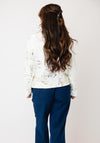 Tricotto Zip Up with Gold Detail Jacket, White Multi