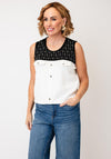 Tricotto Sleeveless Two-Tone Top, Black & White