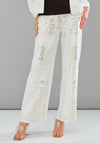 Tricotto Foil Print Wide Leg Jogger, White