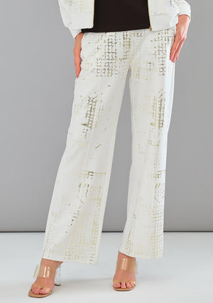 Tricotto Foil Print Wide Leg Jogger, White
