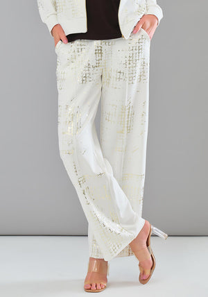 Tricotto Foil Print Wide Leg Jogger, White