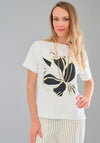 Tricotto Foil Floral Detail Short Sleeve T-Shirt, White