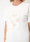 Tricotto Floral Embroidered Sequin Detail T-Shirt, Off White