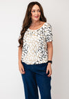 Tricotto Geometric Print with Rhinestone Detail T-Shirt, White Multi