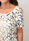 Tricotto Geometric Print with Rhinestone Detail T-Shirt, White Multi