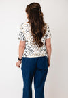 Tricotto Geometric Print with Rhinestone Detail T-Shirt, White Multi