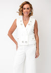 Tricotto Eyelet Detail Gilet, White