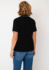 Tricotto Heart Sequin Detail Polo Top, Black