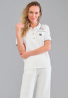 Tricotto Heart Sequin Short Sleeve Polo Top, White