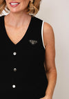 Tricotto Faux Button Down Waistcoat, Black