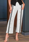 Tricotto Stud Striped Wide Leg Jogger, White