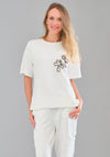 Tricotto Floral Sequin Short Sleeve T-Shirt, White