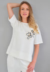 Tricotto Floral Sequin Short Sleeve T-Shirt, White