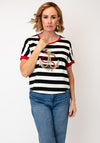 Tricotto Anchor Print with Rhinestone Detail T-Shirt, Black Multi
