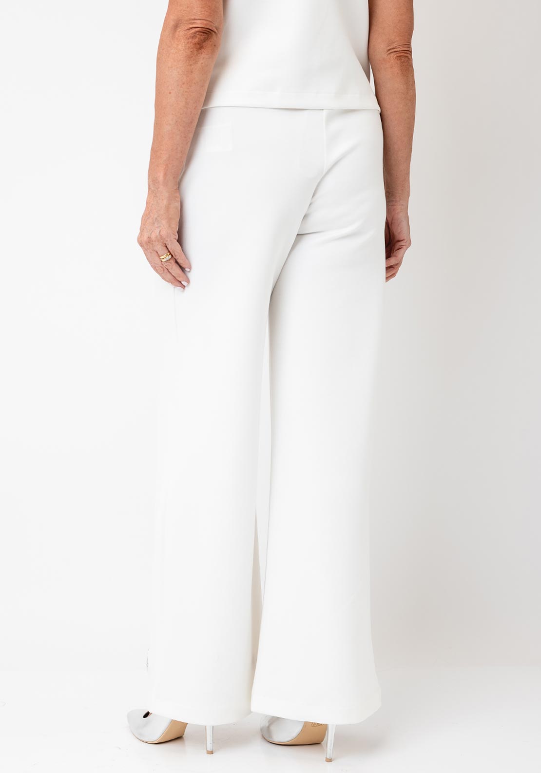 Tricotto Wide Leg with Eyelet Detail Trousers, White