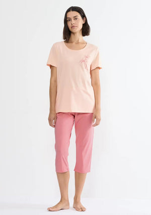Triumph Palm Tree Capri Pyjama Set, Pink