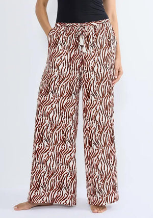 Triumph Summer Satin Print Trouser, White Multi