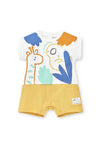 Tuc Tuc Baby Boy Animal Life Short Sleeve Romper, Yellow