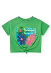 Tuc Tuc Girl Floral Print Short Sleeve Tee, Green