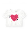 Tuc Tuc Girls Heart Short Sleeve Tee, White