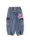 Tuc Tuc Girl Cargo Floral Print Denim Jean, Blue