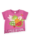 Tuc Tuc Tropical Fruit Fringe Short Sleeve Tee, Purple