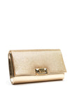 Una Healy Centrefold Diamante Metallic Clutch Bag, Gold