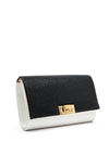 Una Healy Centrefold Diamante Metallic Clutch Bag, Black & White